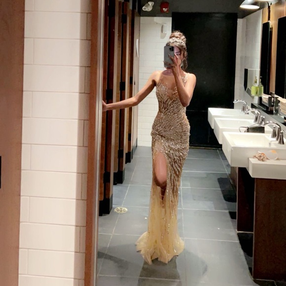 Bedazzled Mesh Gown - Picture 4 of 4